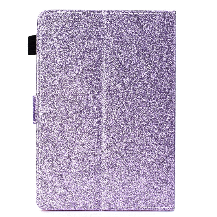 For 10 inch Tablet Varnish Glitter Powder Horizontal Flip Leather Case with Holder & Card Slot(Purple)