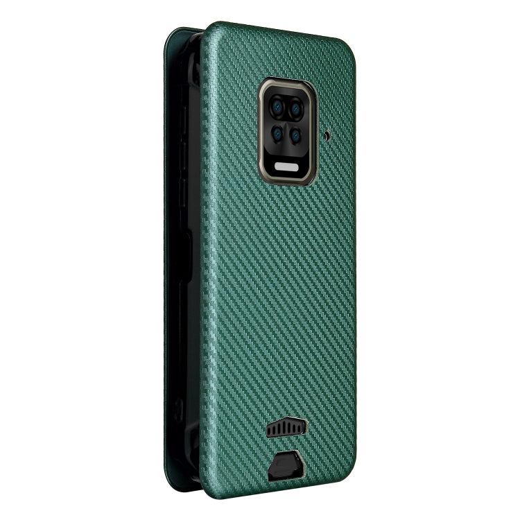 For Doogee S59 / S59 Pro Carbon Fiber Texture Horizontal Flip TPU + PC + PU Leather Case with Card Slot(Green)