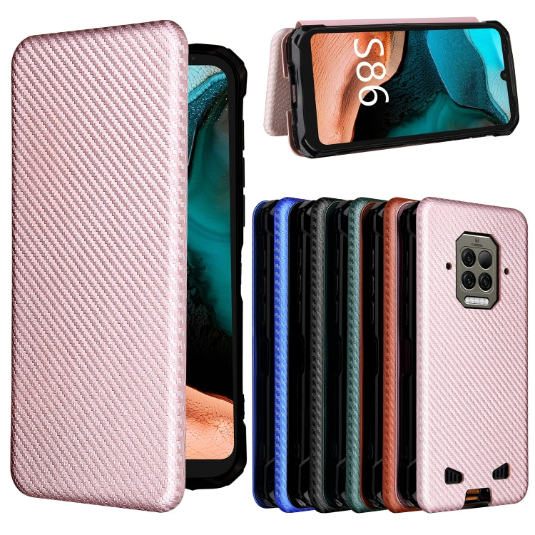 For Doogee S86 / S86 Pro Carbon Fiber Texture Horizontal Flip TPU + PC + PU Leather Case with Card Slot(Pink) - More Brand by PMC TechLife | Online Shopping South Africa | PMC TechLife | Buy Now Pay Later Mobicred