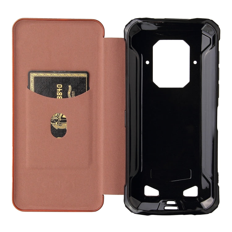 For Doogee S86 / S86 Pro Carbon Fiber Texture Horizontal Flip TPU + PC + PU Leather Case with Card Slot(Brown)
