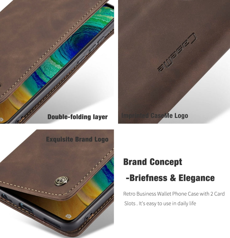 For Huawei Mate 30 4G / 5G CaseMe-013 Multifunctional Horizontal Flip Leather Case with Card Slot & Holder & Wallet(Coffee)