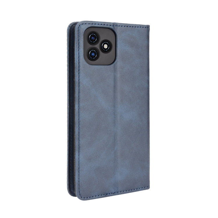 For Blackview Oscal C20 Magnetic Buckle Retro Crazy Horse Texture Horizontal Flip Leather Case with Holder & Card Slots & Photo Frame(Blue)