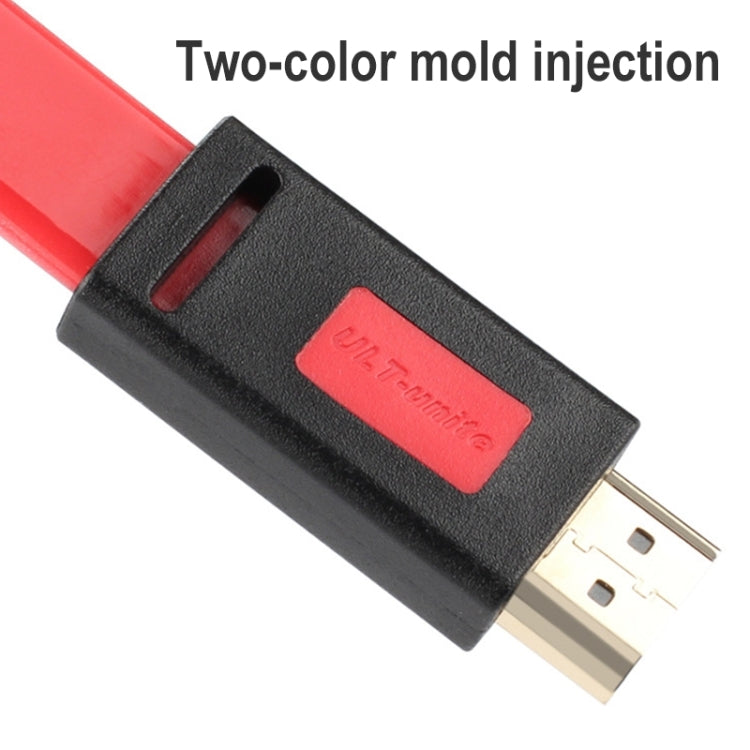 ULT-unite 4K Ultra HD Gold-plated HDMI to HDMI Flat Cable, Cable Length:10m(Transparent Red)