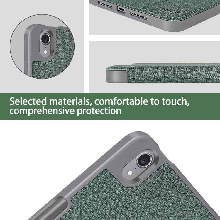 For iPad mini 6 / mini 2024 Mutural Multi-fold Smart Leather Tablet Case(Dark Green)