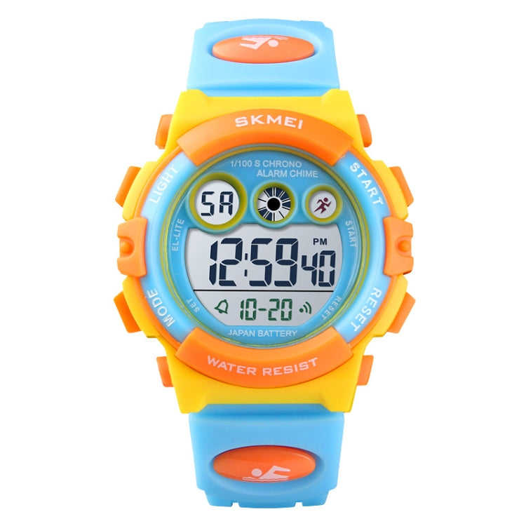 SKMEI 1451 LED Digital Stopwatch Chronograph Luminous Children Sports Electronic Watch(Yellow Shell Blue Circle) - free shipping - PMC Jewellery - Order now!