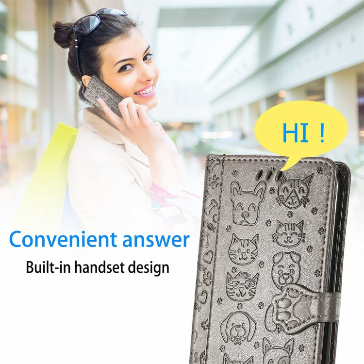 For Doogee N40 Pro Cat and Dog Embossed Horizontal Flip Phone Leather Case with Holder & Card Slot & Wallet & Lanyard(Grey) - More Brand by PMC TechLife | Online Shopping South Africa | PMC TechLife | Buy Now Pay Later Mobicred