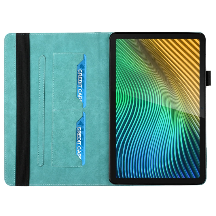For OPPO Realme Pad Rhombus Skin Feel Horizontal Flip Tablet Leather Case with Card Slots & Holder(Lake Blue)