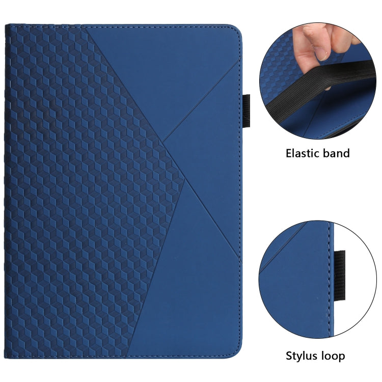 For OPPO Realme Pad Rhombus Skin Feel Horizontal Flip Tablet Leather Case with Card Slots & Holder(Royal Blue)