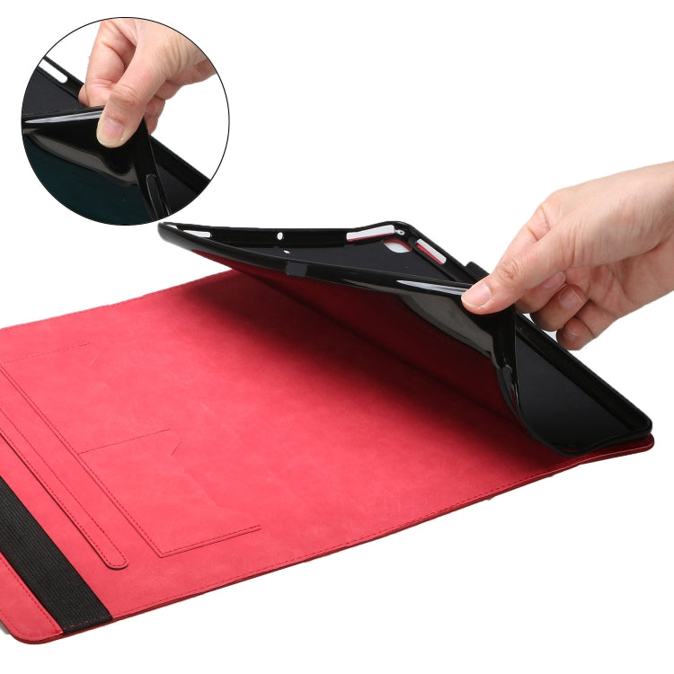 For OPPO Realme Pad Rhombus Skin Feel Horizontal Flip Tablet Leather Case with Card Slots & Holder(Red)