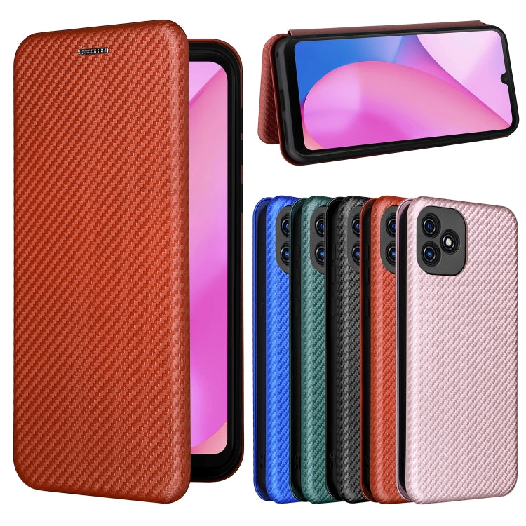 For Blackview Oscal C20 Carbon Fiber Texture Horizontal Flip Leather Phone Case with Card Slot(Brown) - More Brand by PMC TechLife | Online Shopping South Africa | PMC TechLife