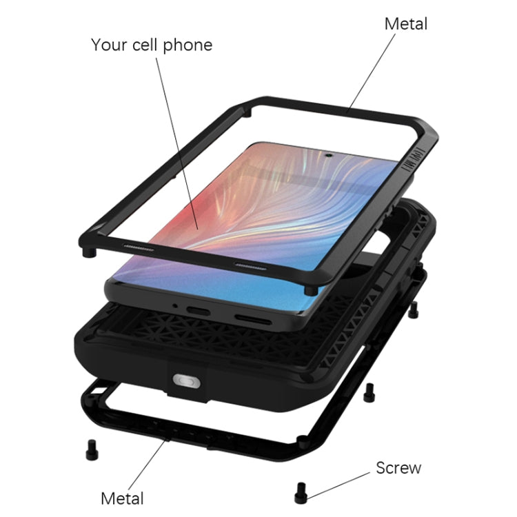 For Huawei P50 Pro LOVE MEI Metal Shockproof Water-resistant Dustproof Protective Phone Case without Glass(Yellow)