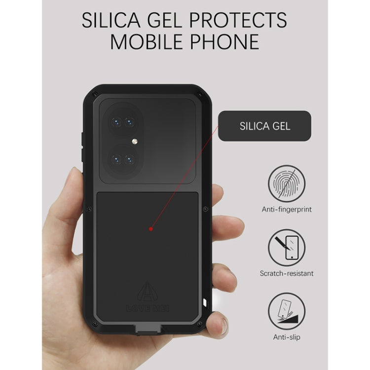 For Huawei P50 LOVE MEI Metal Shockproof Water-resistant Dustproof Protective Phone Case with Glass(Red)