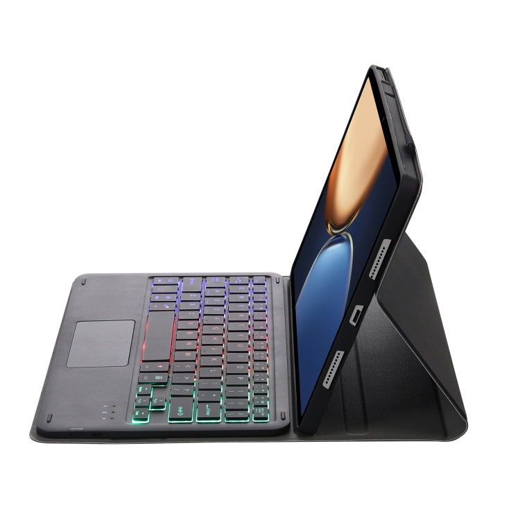 AHV7-AS Lambskin Texture Tri-color Backlight Bluetooth Keyboard Leather Tablet Case with Touchpad For Honor Tablet V7 Pro(Black) - Huawei Keyboard by PMC TechLife | Online Shopping South Africa | PMC TechLife
