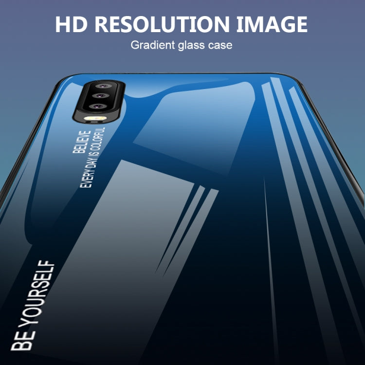 For Huawei P30 Gradient Color Glass Case(Blue)