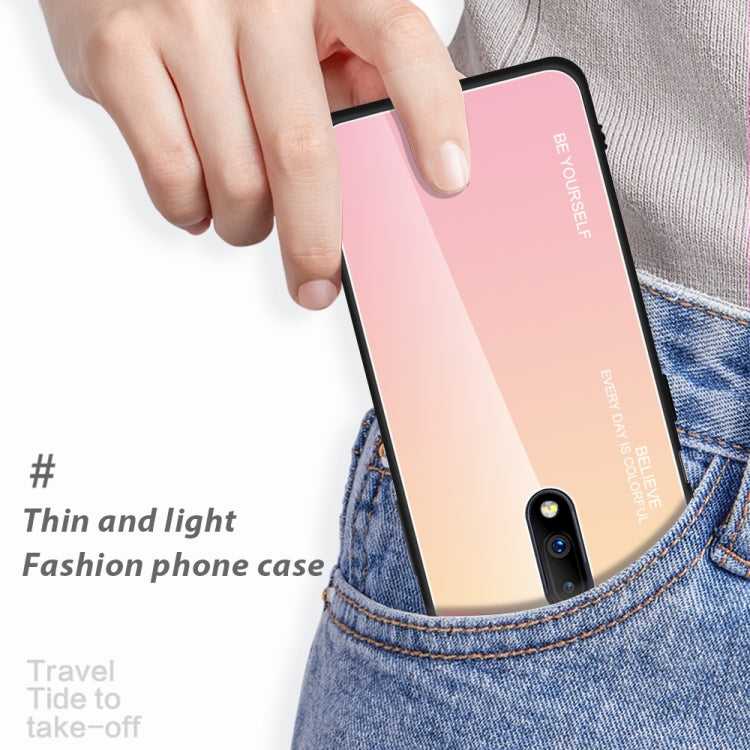 For OnePlus 7 Gradient Color Glass Case(Blue) - OnePlus Cases by PMC TechLife | Online Shopping South Africa | PMC TechLife