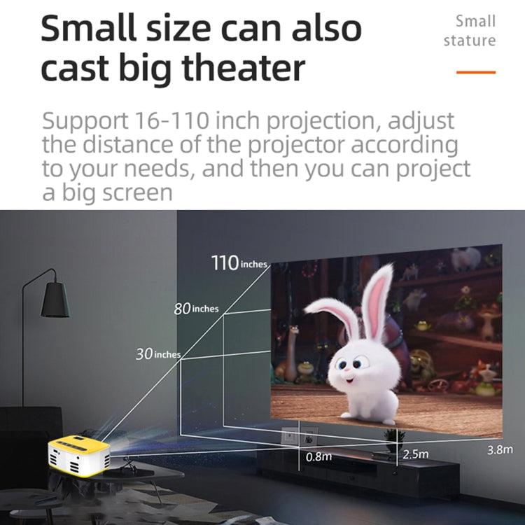 T20 320x240 400 Lumens Portable Home Theater LED HD Digital Projector, Same Screen Version, UK Plug(White Yellow)