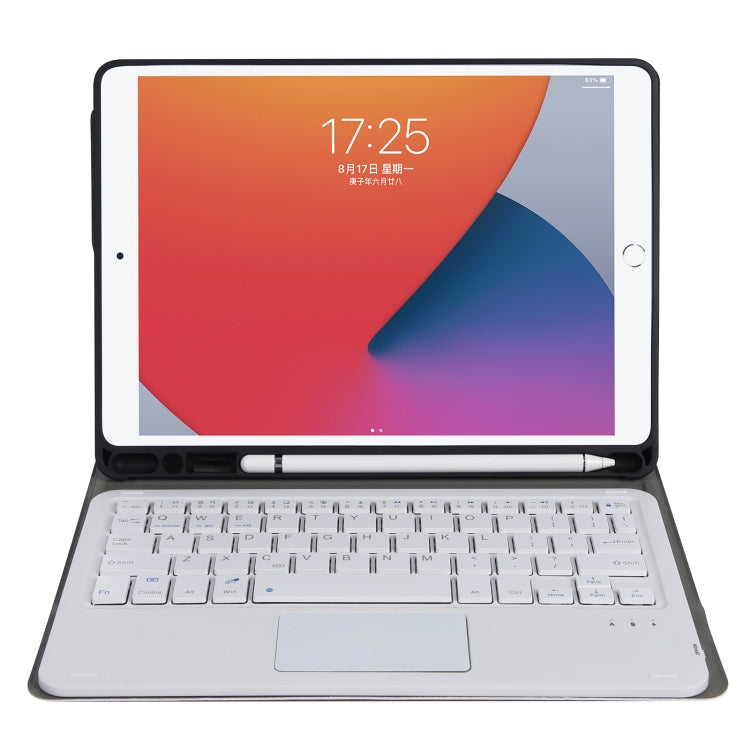 A11B-A Lambskin Texture Square Keycap Bluetooth Keyboard Leather Case with Touch Control For iPad Air 4 2020 10.9 / Pro 11 inch 2021 & 2020 & 2018(Rose Gold)