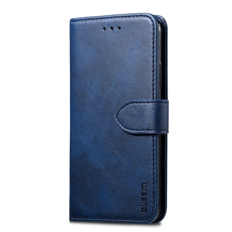 For iPhone 8 Plus / 7 Plus GUSSIM Magnetic Horizontal Flip Leather Case with Holder & Card Slots & & Wallet(Blue)