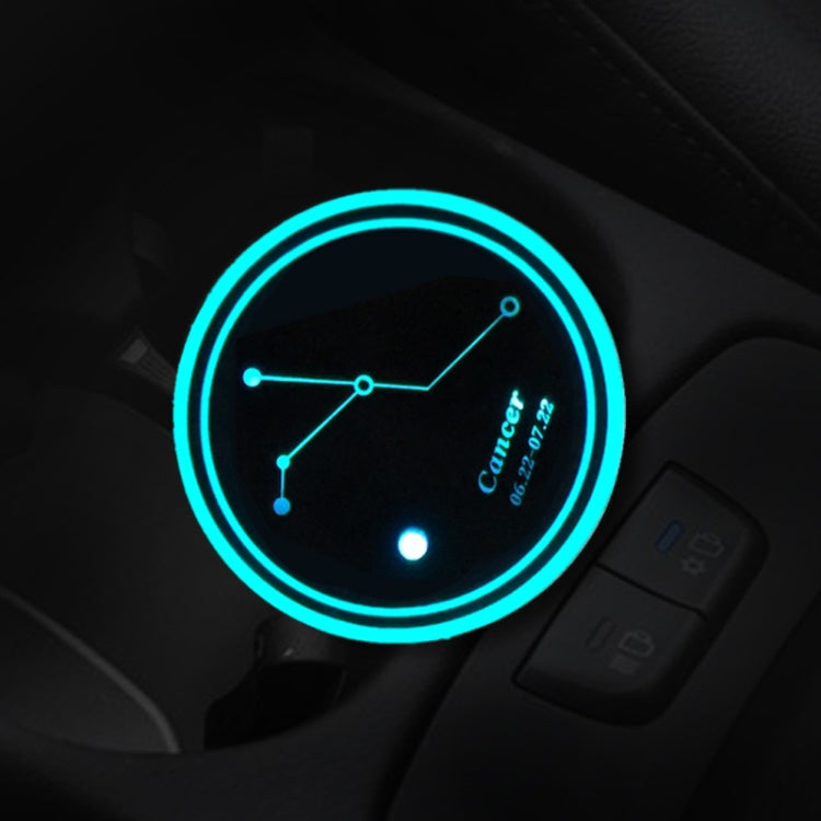 2 PCS Car Constellation Series AcrylicColorful USB Charger Water Cup Groove LED Atmosphere Light(Cancer)