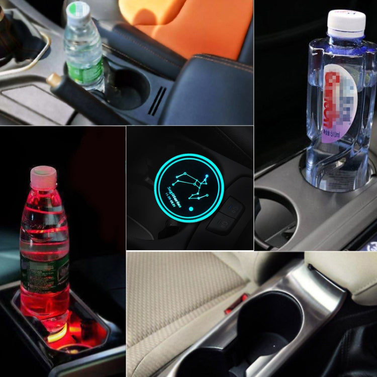 2 PCS Car Constellation Series AcrylicColorful USB Charger Water Cup Groove LED Atmosphere Light(Sagittarius) - Car Drink Holders by PMC TechLife | Online Shopping South Africa | PMC TechLife | Buy Now Pay Later Mobicred