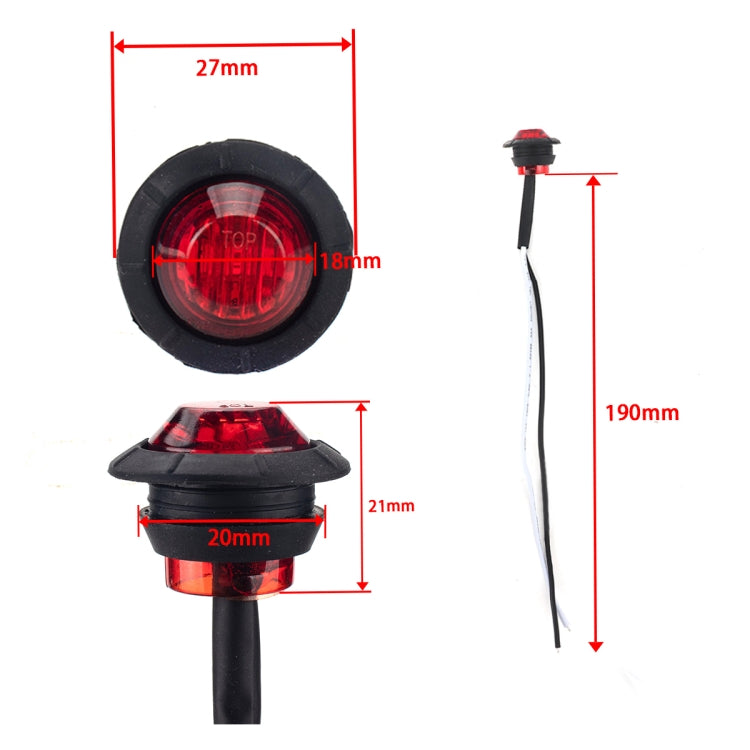 A5014 20 in 1 Red + Amber Light Truck Trailer LED Round Side Marker Lamp - Warning Lights by PMC TechLife | Online Shopping South Africa | PMC TechLife | Buy Now Pay Later Mobicred