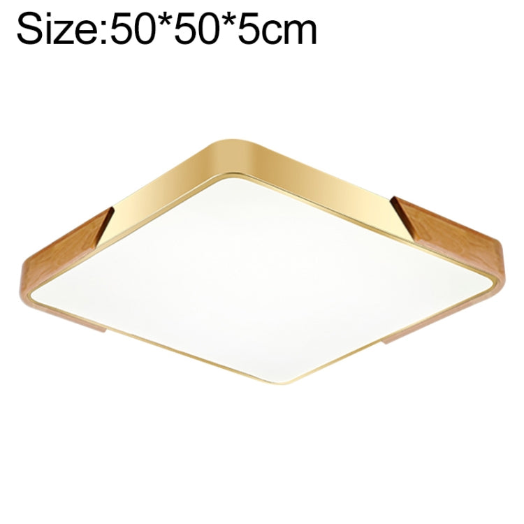 Wood Macaron LED Square Ceiling Lamp, White Light, Size:50cm(Gold)
