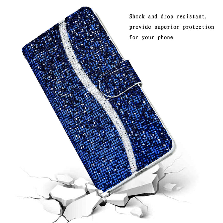 For Samsung Galaxy A73 Glitter Powder Leather Phone Case(Blue) - Galaxy Phone Cases by PMC TechLife | Online Shopping South Africa | PMC TechLife