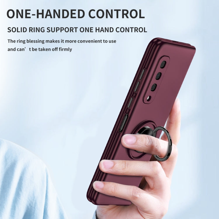 For Samsung Galaxy Fold Armor Ring Holder Phone Case(Wine Red) - Galaxy Phone Cases by PMC TechLife | Online Shopping South Africa | PMC TechLife | Buy Now Pay Later Mobicred