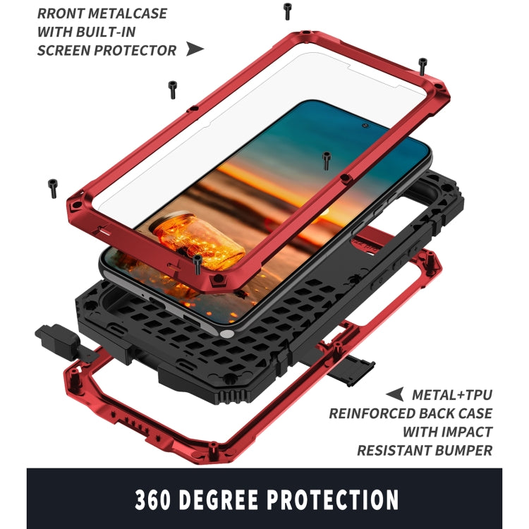 For Samsung Galaxy S22 5G R-JUST Metal + Silicone Holder Phone Case(Red)