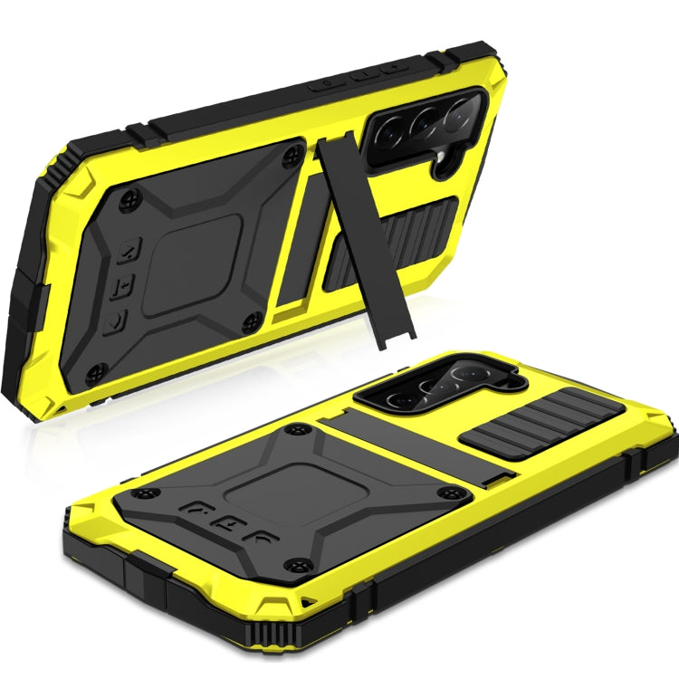 For Samsung Galaxy S22+ 5G R-JUST Metal + Silicone Holder Phone Case(Yellow)