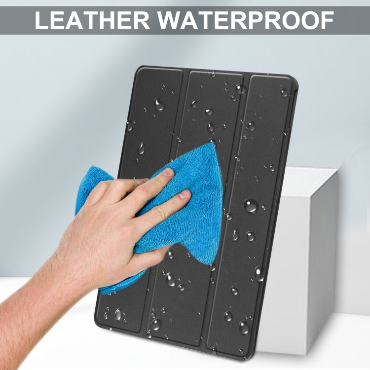 For TCL Tab 10s Three-folding Holder Custer Texture Leather Tablet Case(Black) - Others by PMC TechLife | Online Shopping South Africa | PMC TechLife | Buy Now Pay Later Mobicred