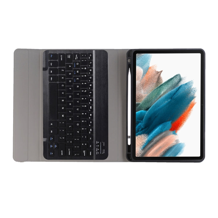 A08B Bluetooth Keyboard Leather Case with Holder & TPU Pen Slot For Samsung Galaxy Tab A8 10.5 2021 SM-X205 / SM-X200(Black)