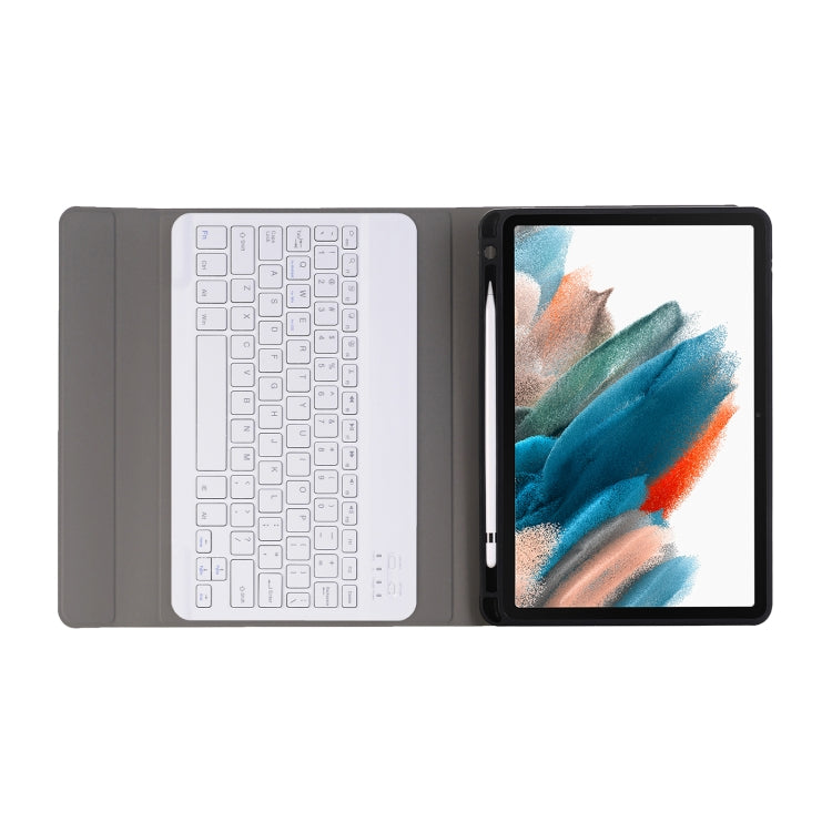 A08B Bluetooth Keyboard Leather Case with Holder & TPU Pen Slot For Samsung Galaxy Tab A8 10.5 2021 SM-X205 / SM-X200(Rose Gold)