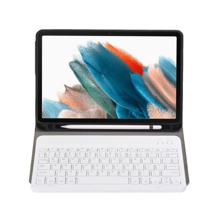 A08B Bluetooth Keyboard Leather Case with Holder & TPU Pen Slot For Samsung Galaxy Tab A8 10.5 2021 SM-X205 / SM-X200(Rose Gold)