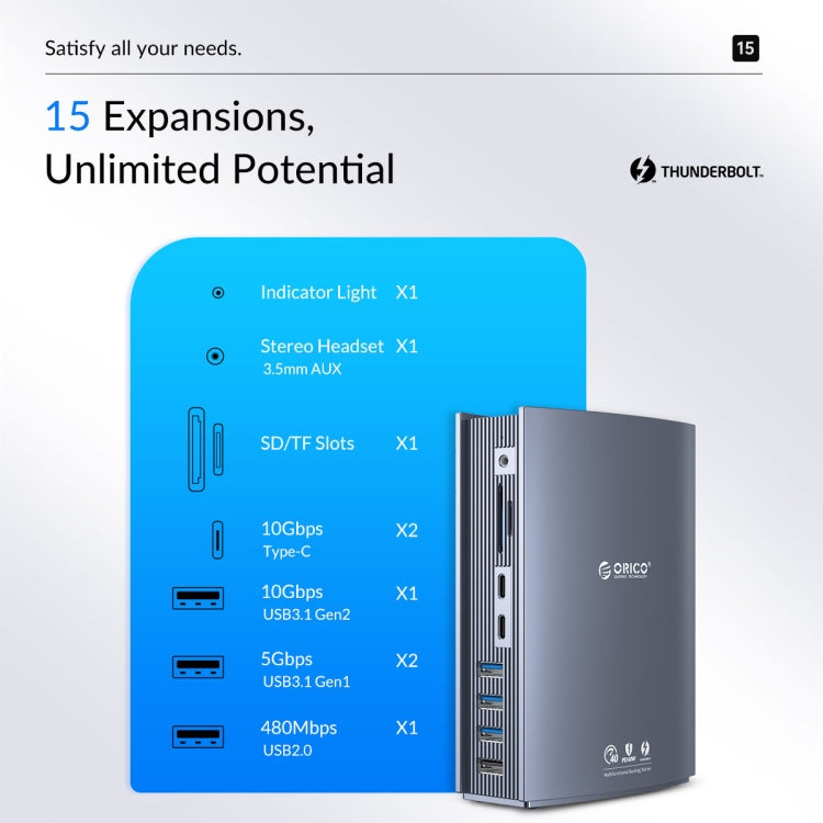 ORICO TB3-S3 Thunderbolt 3 Docking Station(Grey) - HDD Enclosure by ORICO | Online Shopping South Africa | PMC Jewellery | Buy Now Pay Later Mobicred