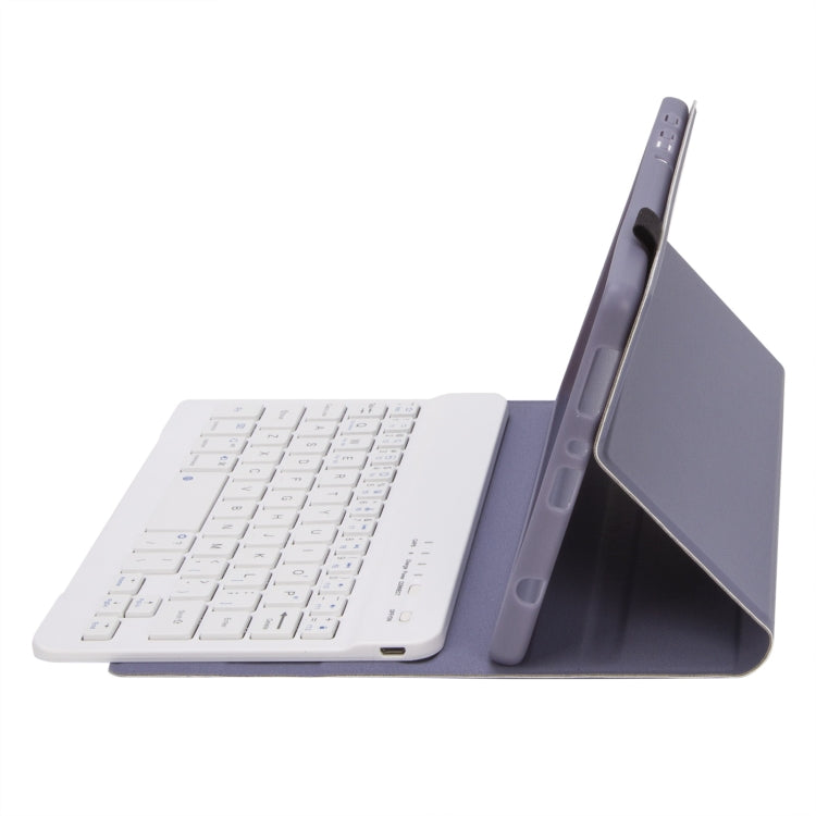 A220 Candy Color TPU Detachable Bluetooth Keyboard Leather Case with Bracket For Samsung Galaxy Tab A7 Lite 8.7 T220 / T225(Purple)