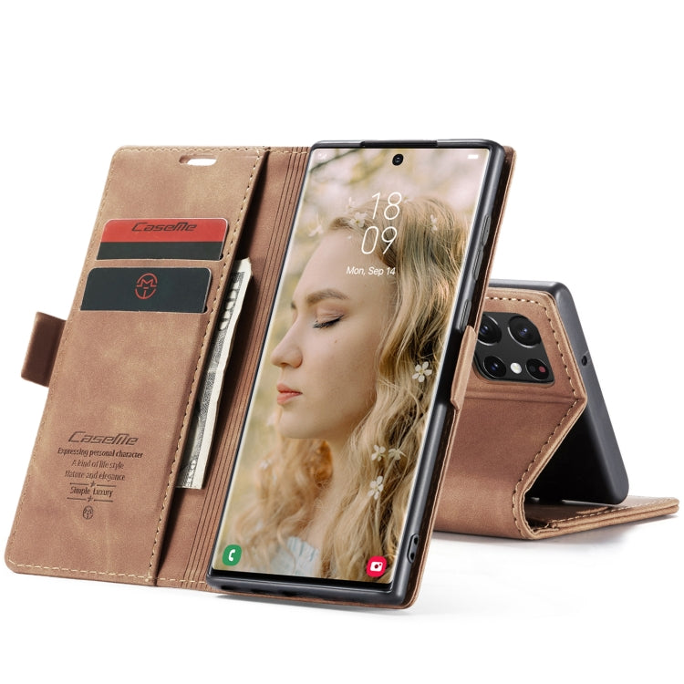 For Samsung Galaxy S22 Ultra 5G CaseMe 013 Multifunctional Leather Phone Case(Brown)