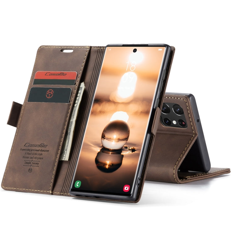 For Samsung Galaxy S22 Ultra 5G CaseMe 013 Multifunctional Leather Phone Case(Coffee) - free shipping - PMC Jewellery - Order now!