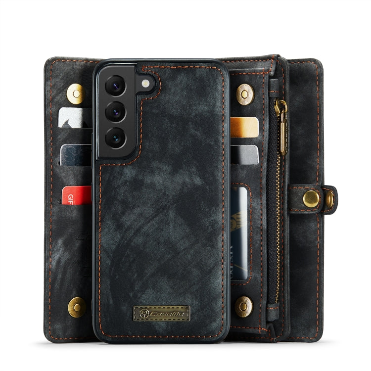 For Samsung Galaxy S22+ 5G CaseMe-008 Detachable Multifunctional Horizontal Flip Leather Case(Black)