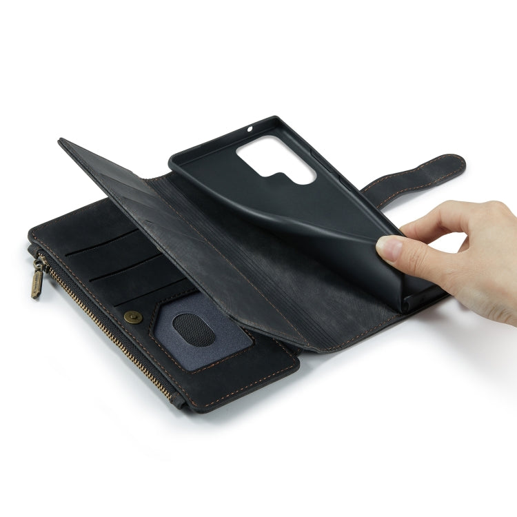 For Samsung Galaxy S22 Ultra 5G CaseMe C30 Multifunctional Phone Leather Case with Holder & Card Slot & Wallet(Black)