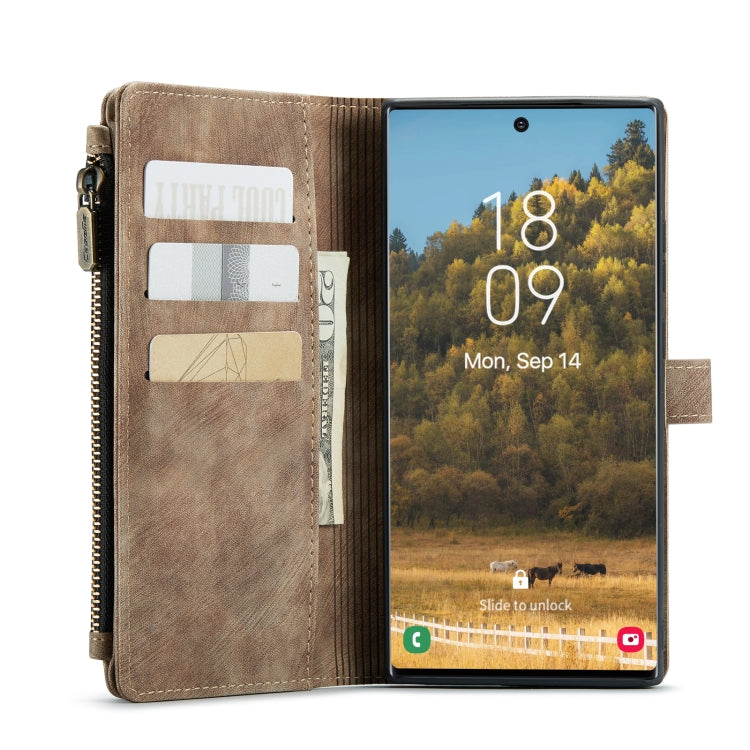 For Samsung Galaxy S22 Ultra 5G CaseMe C30 Multifunctional Phone Leather Case with Holder & Card Slot & Wallet(Brown)
