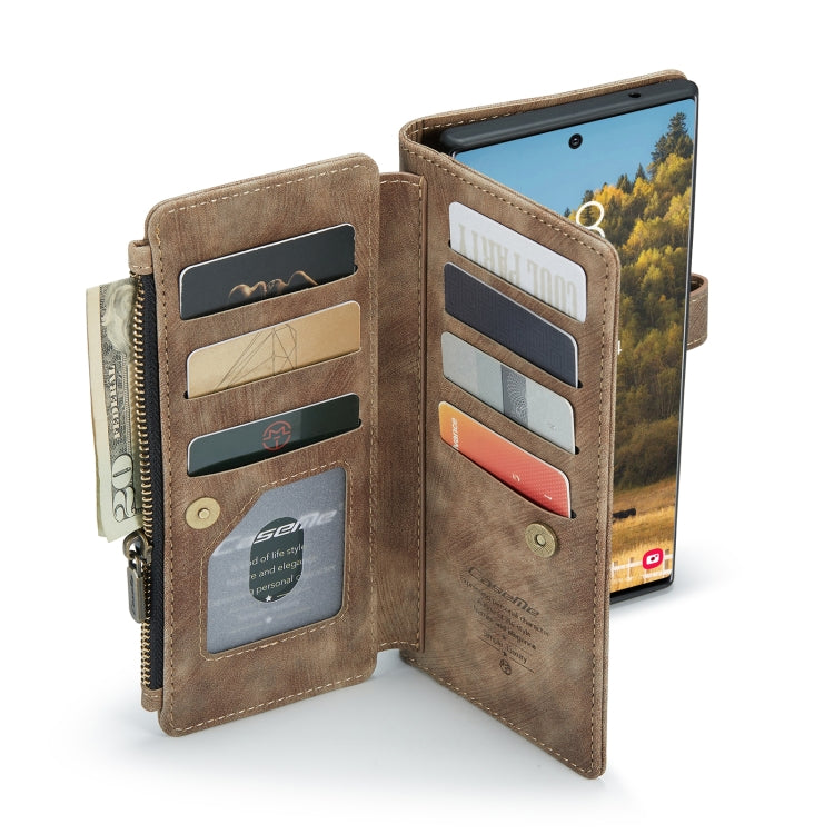 For Samsung Galaxy S22 Ultra 5G CaseMe C30 Multifunctional Phone Leather Case with Holder & Card Slot & Wallet(Brown)