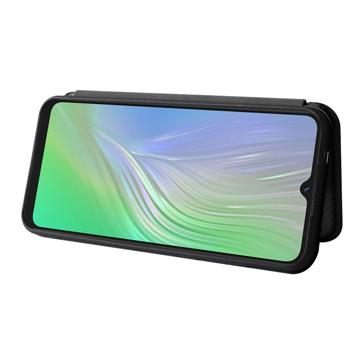 For Blackview A55 Carbon Fiber Texture Horizontal Flip PU Phone Case(Black)