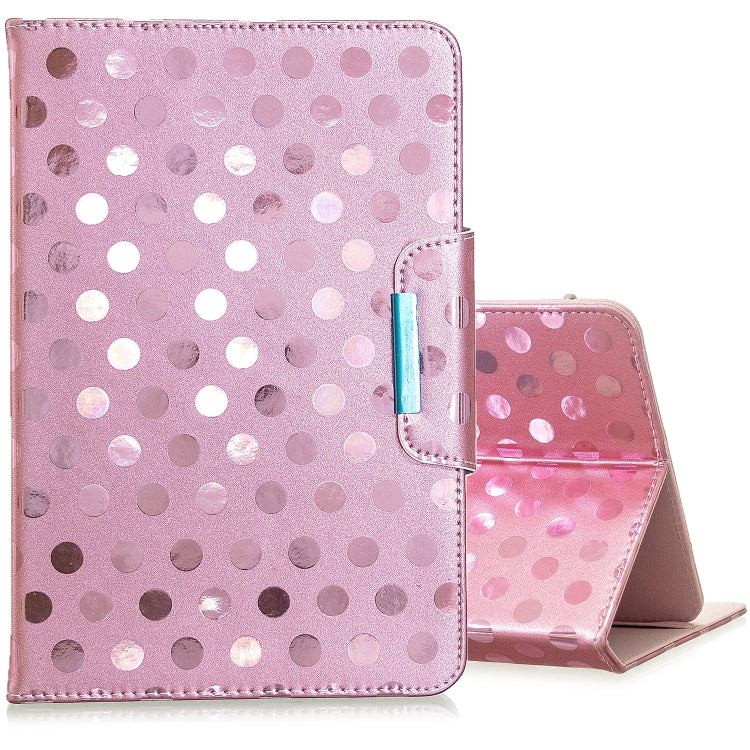 For 10 inch Universal Tablet Solid Color Wave Point Horizontal Flip Leather Case , with Holder(Rose Gold)