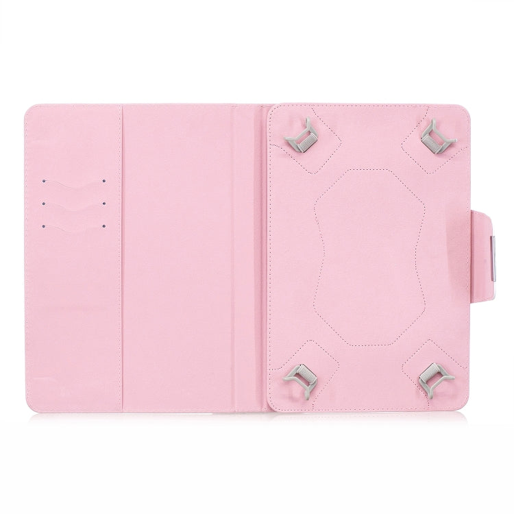 For 10 inch Universal Tablet Solid Color Wave Point Horizontal Flip Leather Case , with Holder(Rose Gold)