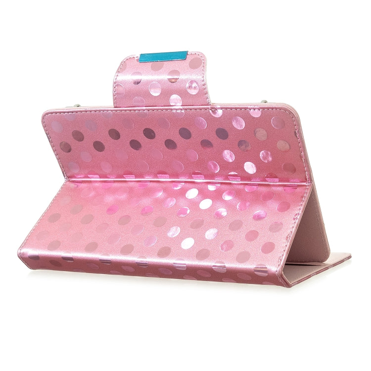 For 10 inch Universal Tablet Solid Color Wave Point Horizontal Flip Leather Case , with Holder(Rose Gold)