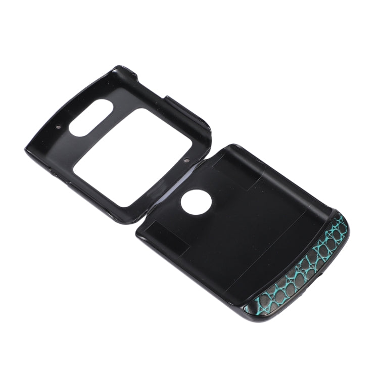 For Motorola Moto Razr 5G Crocodile Top Layer Cowhide Leather Phone Case(Cyan Blue) - Motorola Cases by PMC TechLife | Online Shopping South Africa | PMC TechLife | Buy Now Pay Later Mobicred