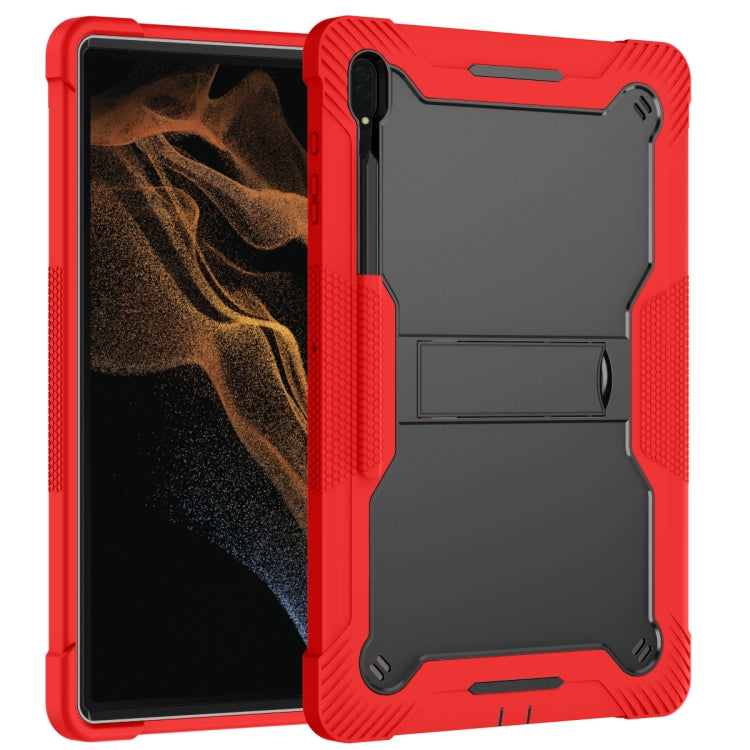 For Samsung Galaxy Tab S9 Ultra / S8 Ultra Silicone + PC Shockproof Protective Tablet Case(Red + Black)