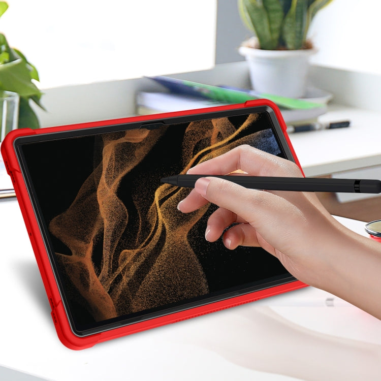 For Samsung Galaxy Tab S9 Ultra / S8 Ultra Silicone + PC Shockproof Protective Tablet Case(Red + Black)