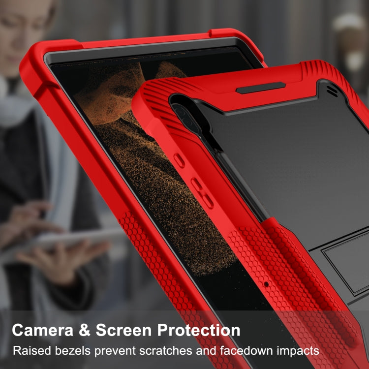For Samsung Galaxy Tab S9 Ultra / S8 Ultra Silicone + PC Shockproof Protective Tablet Case(Red + Black)
